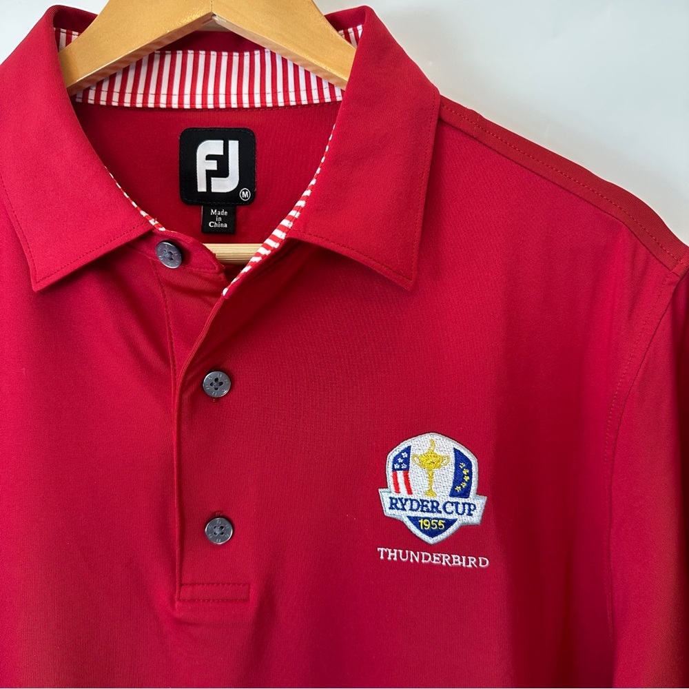 FJ FootJoy Ryder Cup Solid‎ Lisle Golf Polo Mens M Thunderbird